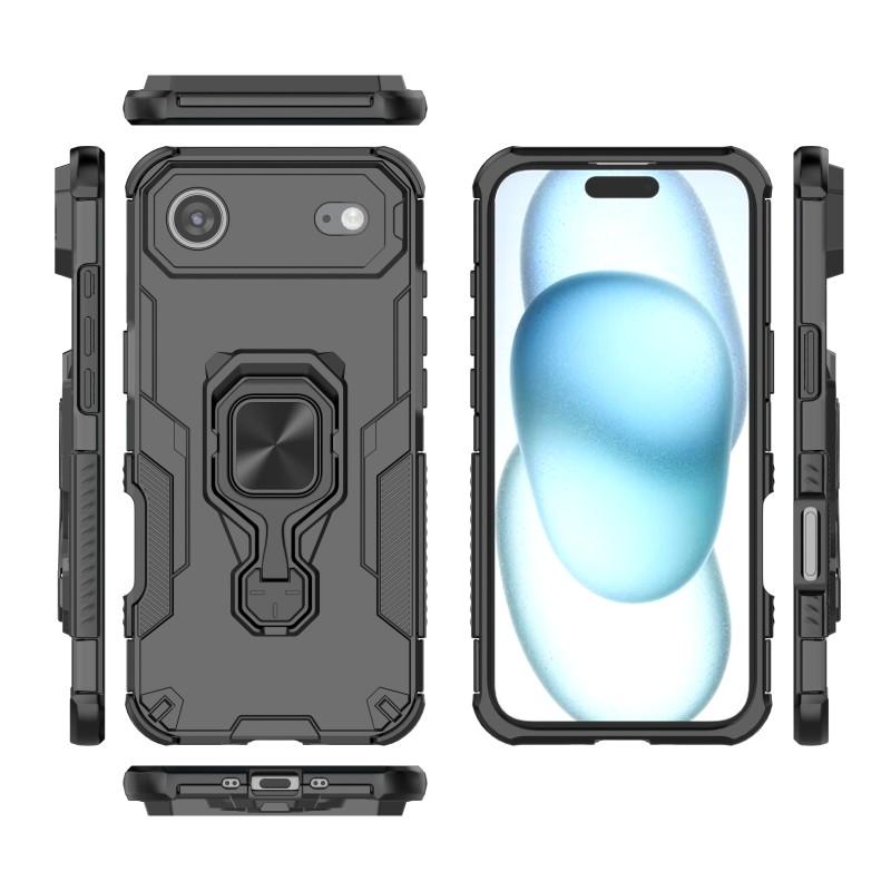 For iPhone 17 Air Phone Case WANLONFENG PC TPU Back Cover Kickstand with Tempered Glass