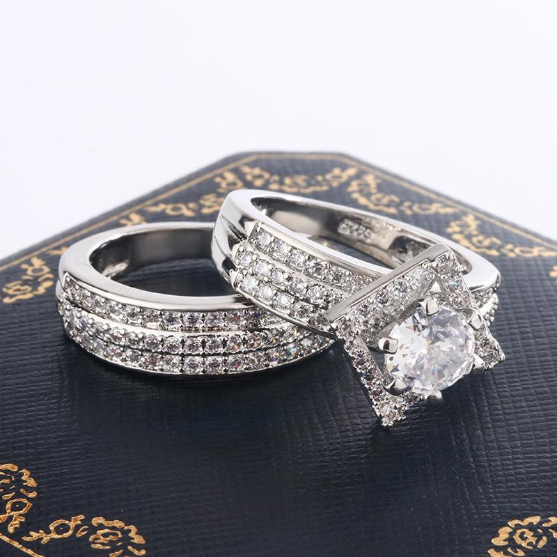 Stylish Diamond-filled Geometric Square Radiant Ladies Ring Engagement Party Jewelry Ethos Ring Fashion Jewelry