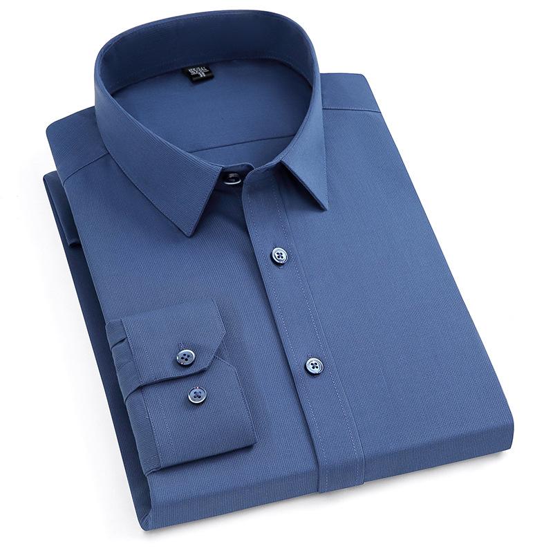Bamboo Fiber Iron-Free Long Sleeve Korean Style Casual Men's Shirt