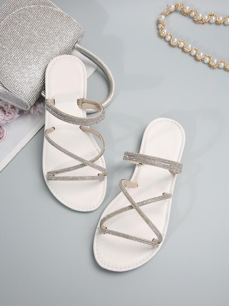 Plus Size Rhinestone Women's Two-Wear Non-Slip Sandals - Summer Fashion Outdoor Beach