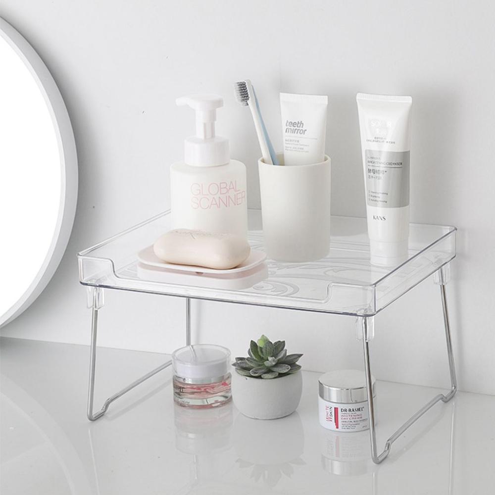 

Foldable Layered Stackable Kitchen Organizer Cabinet Shelf Storage Rack Seasoning Bottle Rack