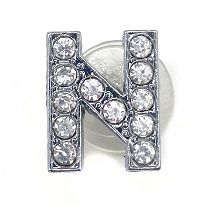 Charms Scarpe Diamante Strass Scintillante Lettera Argento Cristallo Alfabeto Decorazioni Scarpe Gioielli Slider Braccialetto Braccialetti