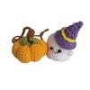 Halloween Crochet Pumpkin And Ghost Car Pendant Handmade Mini Knitted Ghost Pumpkin Hanging Ornament for Car Rear View Mirror Interior Accessories