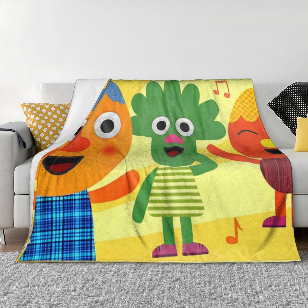 Noodle & Pals Micro Super Simple Velvet Throw Blankets Nursery Rhymes Songs Blanket for Sofa Office Warm Bedding Throws