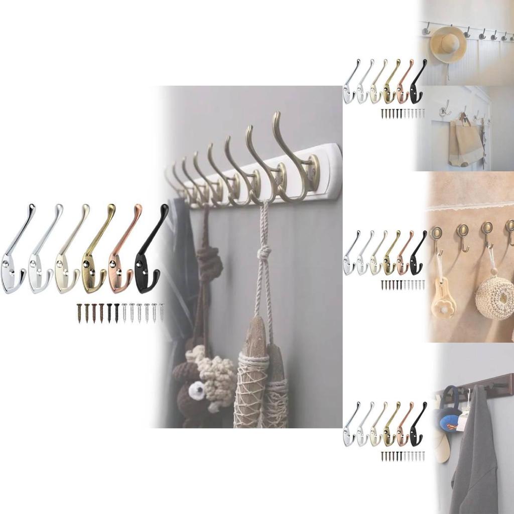 Modern Zinc Alloy Double Coat Hook For Bathroom And Closet Storage