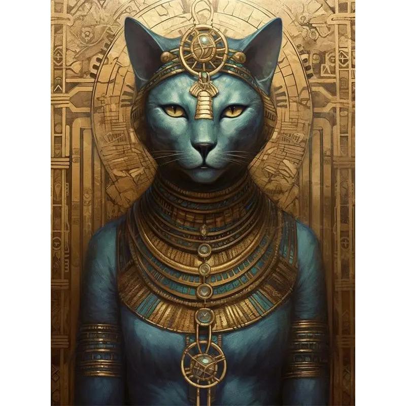 Stampe Poster Antiche Egizie di Bastet per Soggiorno Decorazioni per la Casa Mitologia Egizia Bastet Dea Gatto Pittura su Tela Arte da Parete