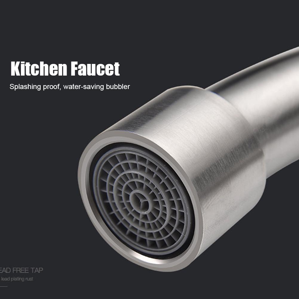 G1/2in Thread Stainless Steel Single Cold Single Hole Sink Water Tap 360 Degree Rotation Kitchen Faucet