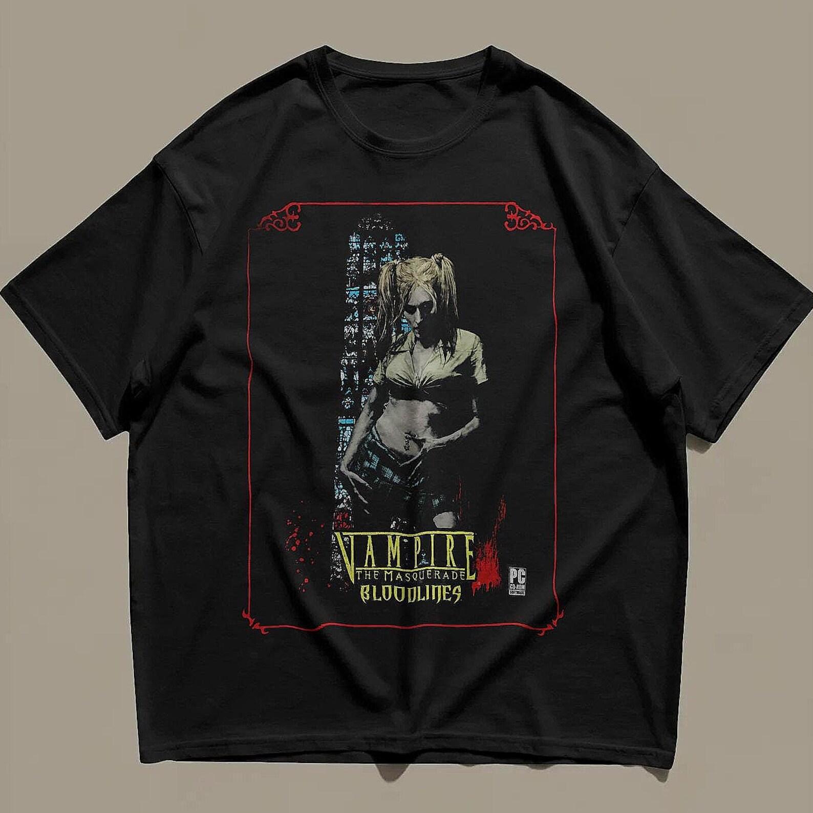Vampire The Masquerade Bloodlines Vintage Graphic Shirt, Y2K Gothic Gamer Tee S