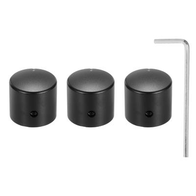 Uxcell Aluminium-Potentiometer Universal-Lautstärke-Tonreglerknopf für Gitarre und Schwarzer 3-teiliger Knopf, 1/4" (6mm) Bass, 15/16"