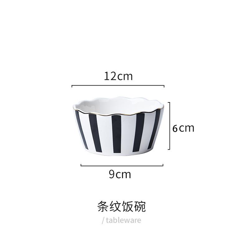 Set creativ de veselă ceramică pătată alb-negru Farfurie de cină din porțelan Bol pentru supă Bol pentru salată Farfurie pentru pește Ustensile de bucătărie