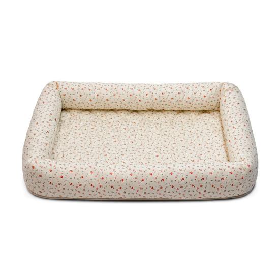 Quilted Cat Bed Breathable Floral Pet Lounger Machine Washable Pet Bed with Raised Edges for Cats Small Dogs