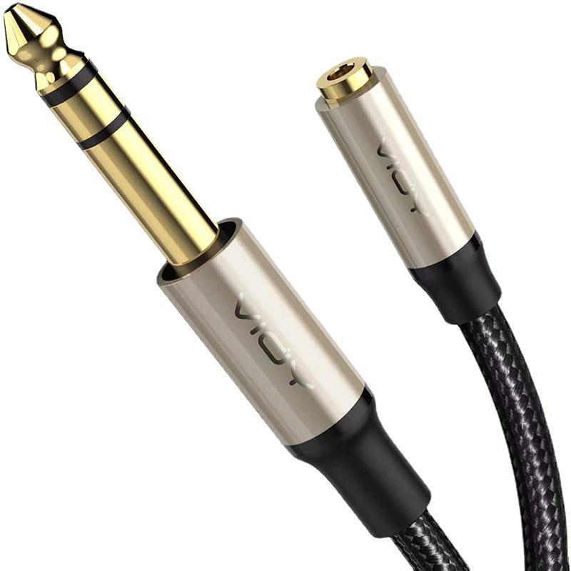 6.35mm Male to 3.5mm Female Extension Cable for Amplifier, TV, Electric Guitar, Mixer, Sound Card.
