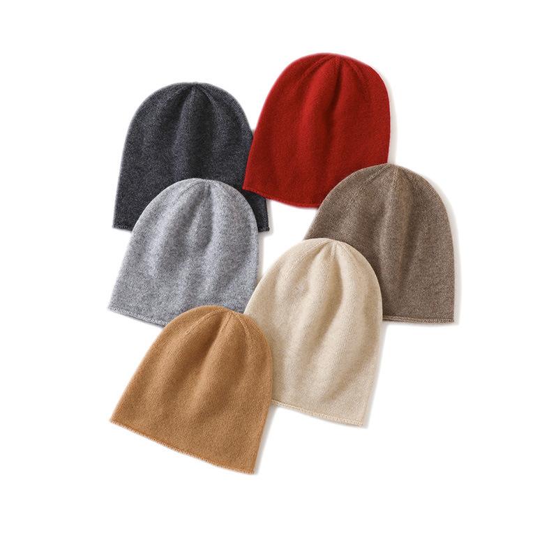 Super Morbido Cashmere Autunno e Inverno Nuovo Unisex Alta Gamma Colore Unito Ispessito Caldo Moda Lavorato a Maglia Cappello Casual