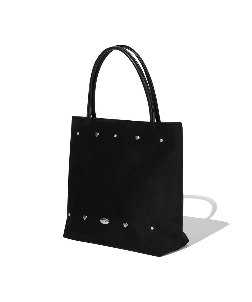 Covernat Woman Clover Heart Suede Tote Bag Black