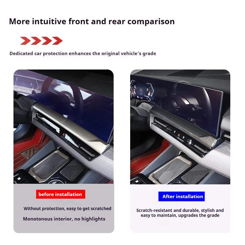 1pcs ABS Carbon Fiber For BMW 5 Series G60 2025-2025 Car Central Control Navigation Screen Bottom Panel Sticker Car Accessorie