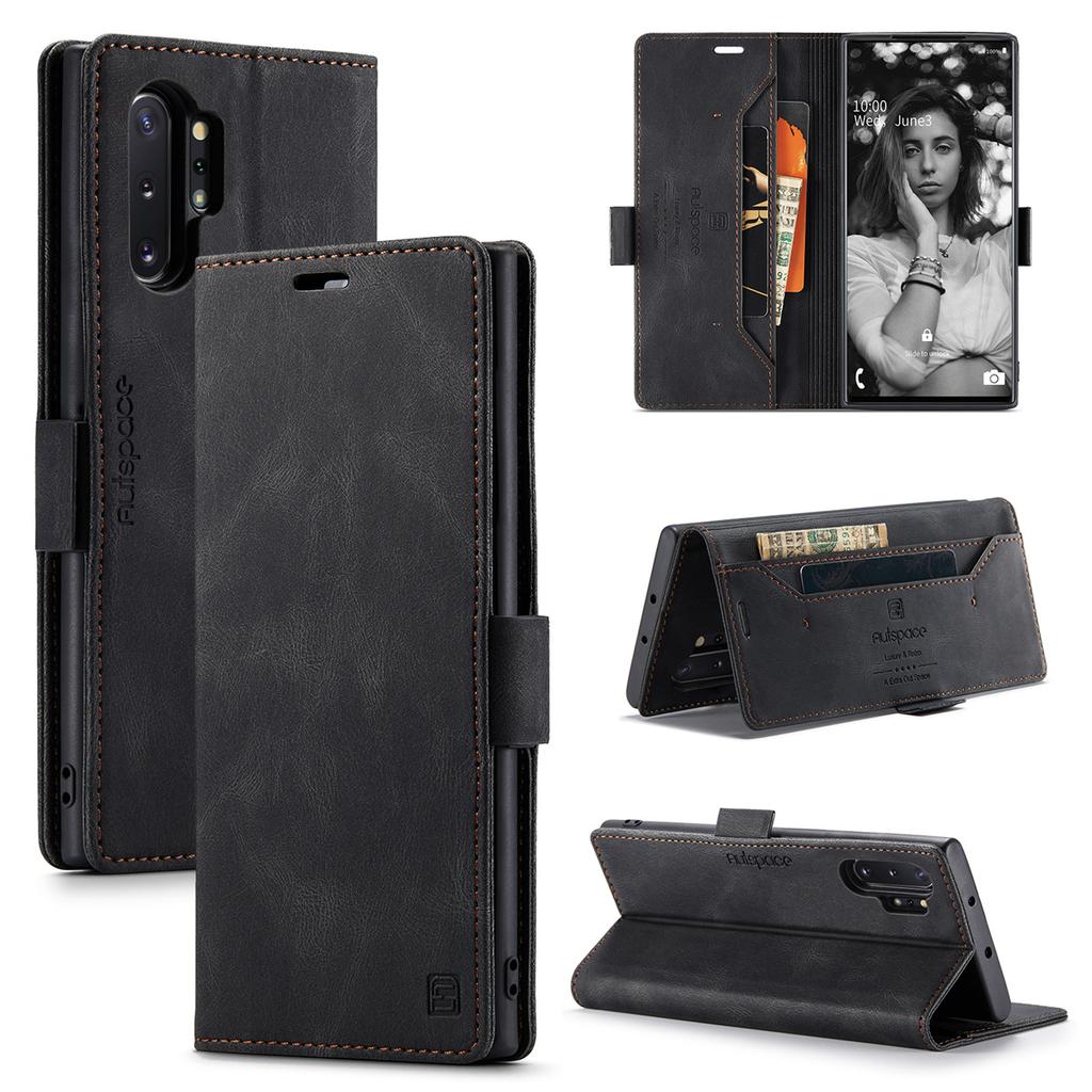 For Samsung Galaxy Note10+ Vintage Leather Flip Wallet Case with RFID Blocking Card Slot, Matte Retro Folio Cover for Women Men (4 Colors)