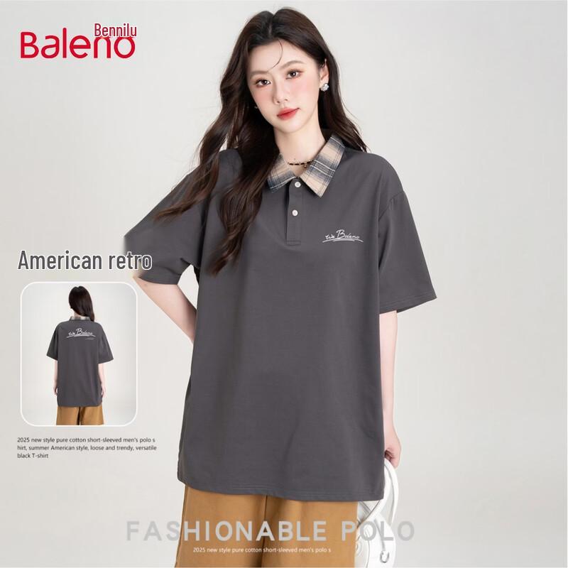 Baleno Men s Retro Plaid Patchwork Polo Shirt 2XL