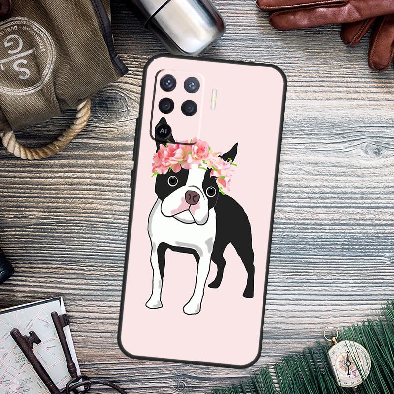 Boston Terrier Dog For OPPO A79 A54 A74 A94 A58 A78 A98 A5 A9 A53 A52 A72 A15 A16 A17 A57 A77 A76 A96 Case