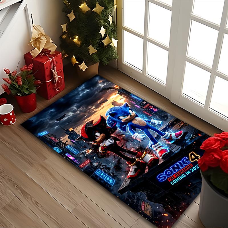 1pc SONIC Rug, Digital Printed Home Chair Sofa Mat, Durable Office Area Carpet, Beautiful Festival Decorations