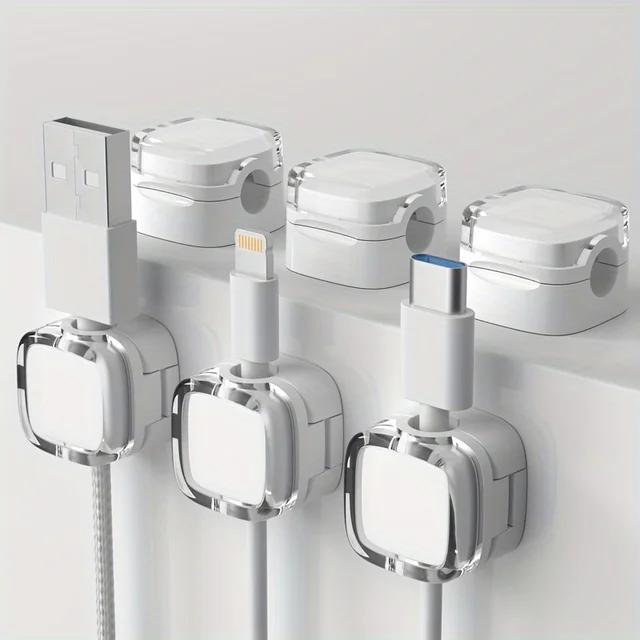 

6 шт. Магнитные зажимы для управления кабелями, разноцветные пластиковые органайзеры для шнуров, настольные и настенные крючки для телефонов, данных и зарядного устройства