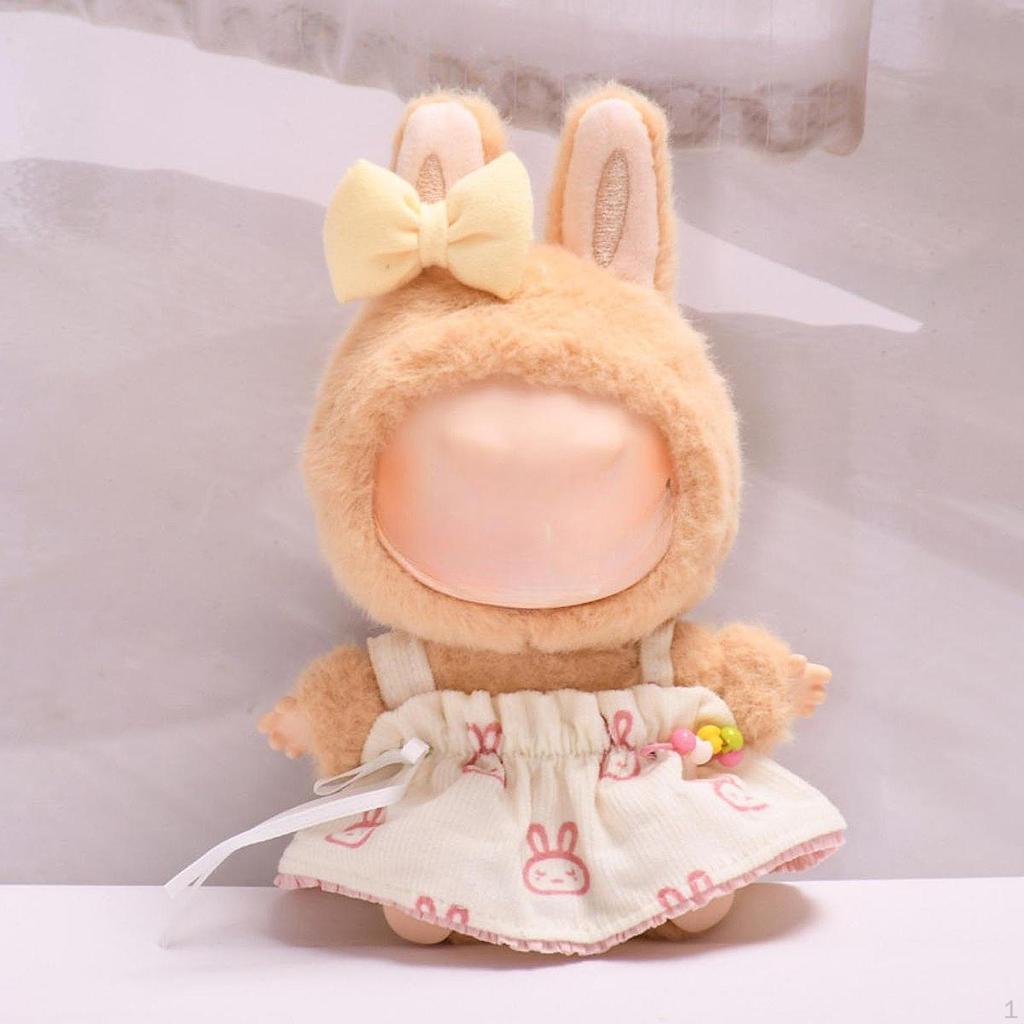Doll Clothes for 15cm Plush Cartoon Bunny Dress Yellow Hair Accessory Costumes Photo Props