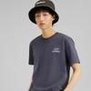 Skechers Loose Fit Round Neck American Vintage Breathable Short Sleeve T-Shirt With Letter Print Unisex Tops Odyssey-Gray L223U165-026R