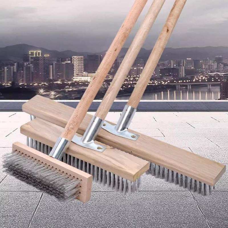 Large Durable Steel Wire Floor Brush With Extended Handle For Easy Floor Maintenance