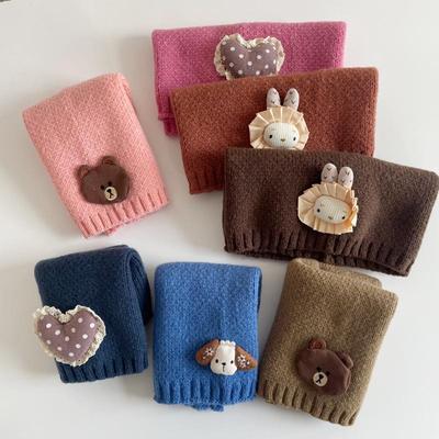 Kids' Cute Cartoon Knitted Neck Warmer: Windproof & Cozy Winter Scarf for Unisex Cold Protection