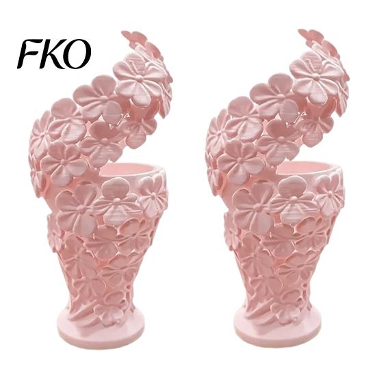 Decorative Vase 2Pcs Floral Sculpture Vase, Modern Artistic Flower Holder with Matte Finish, Art Tabletop for Living Room Entryway Desk,