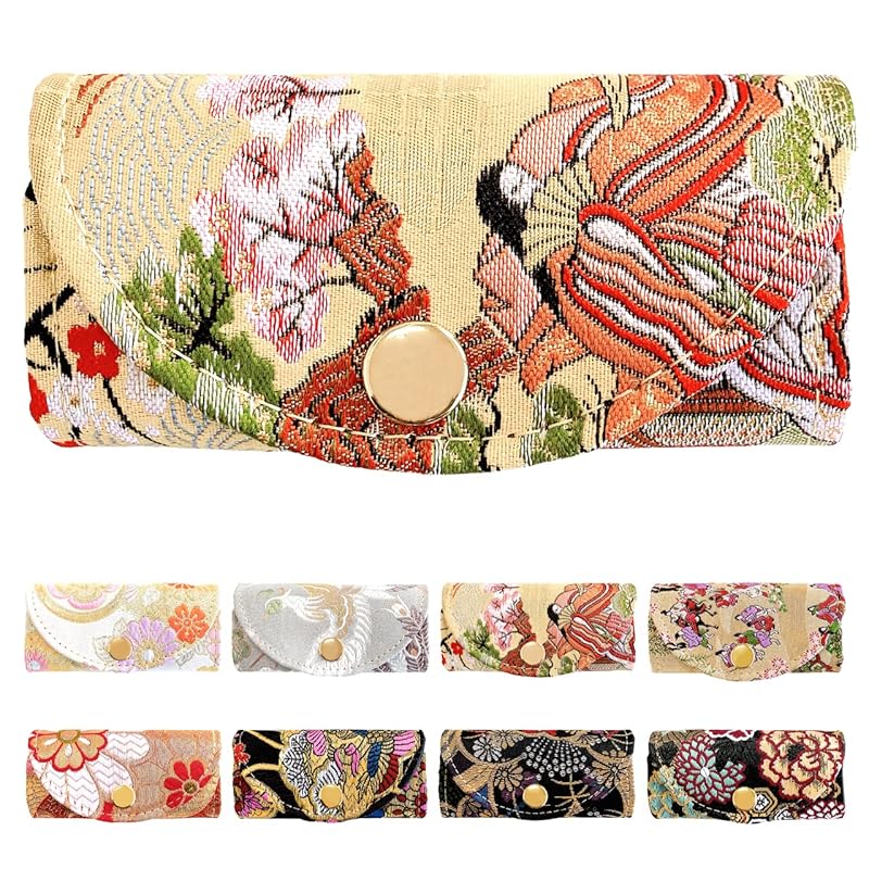 

[leo&aoi] Nishijin textile key case ladies men s 4 consecutive smart key tri-fold key case key key compact key ring 4 key case 4 key hooks Japanese