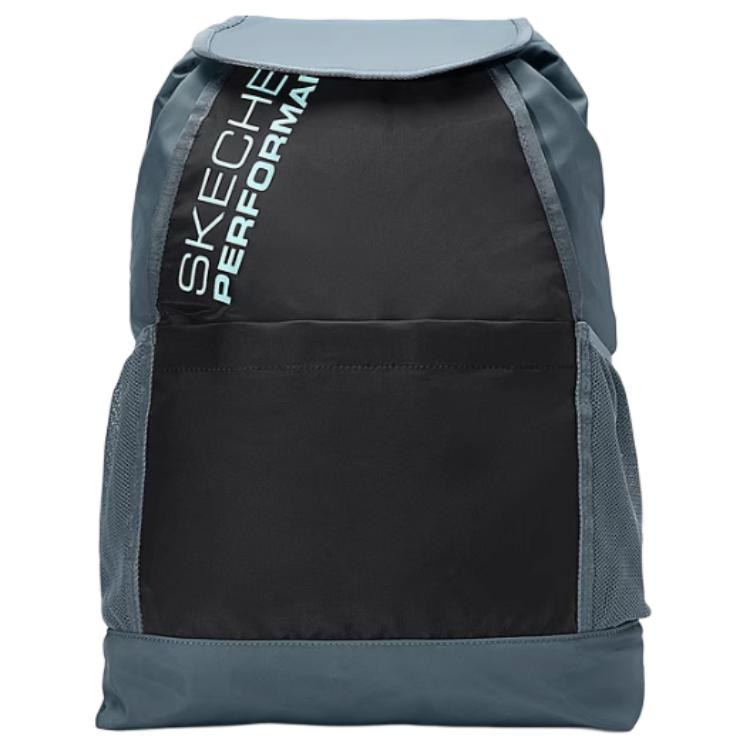 Skechers Large Capacity Color Block Logo Print Fabric Backpack Unisex Backpack Carbon-Black P424U001-0018 Carbon Black