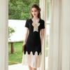 Elegant V-neck Lace Color-block Summer Dress