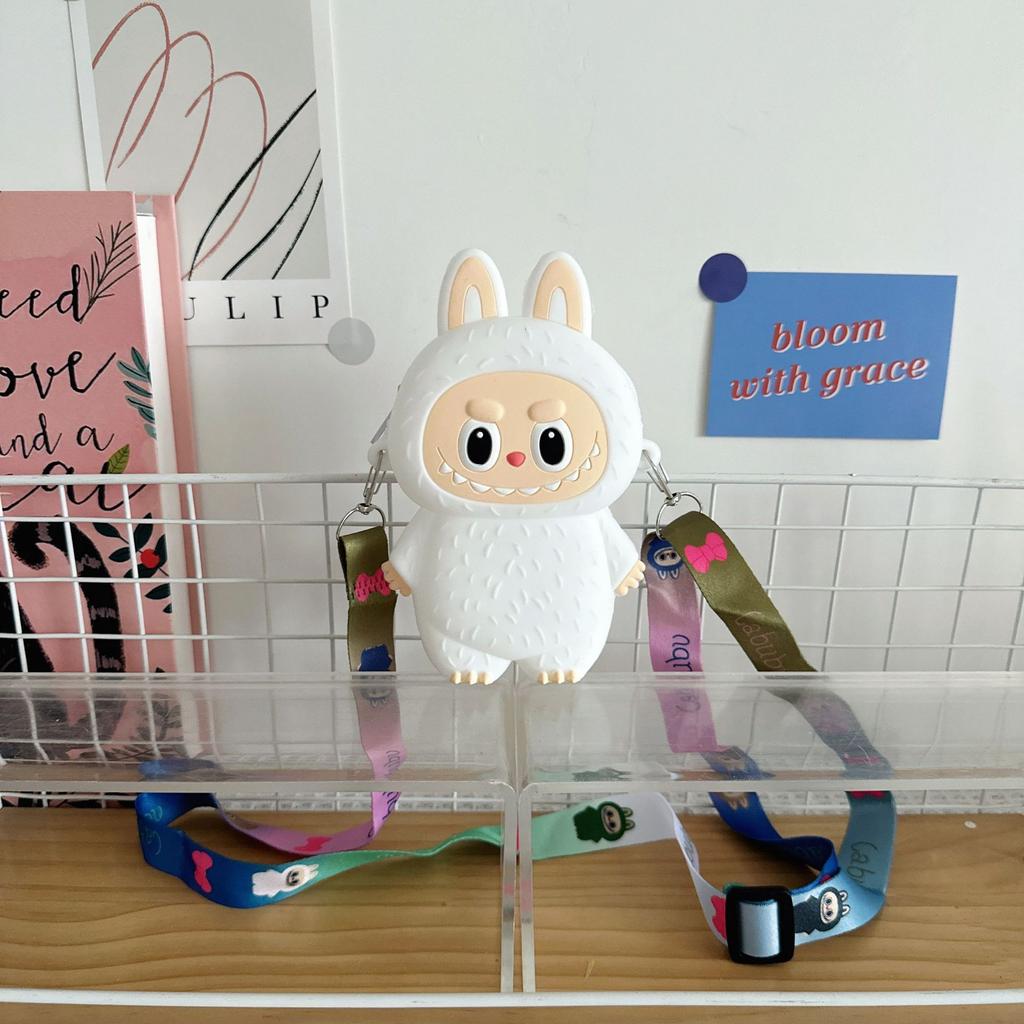 New Cute Children's Silicone Messenger Bag Cartoon Color Doll Boys and Girls Change Storage Bag Mini Earphone Bag