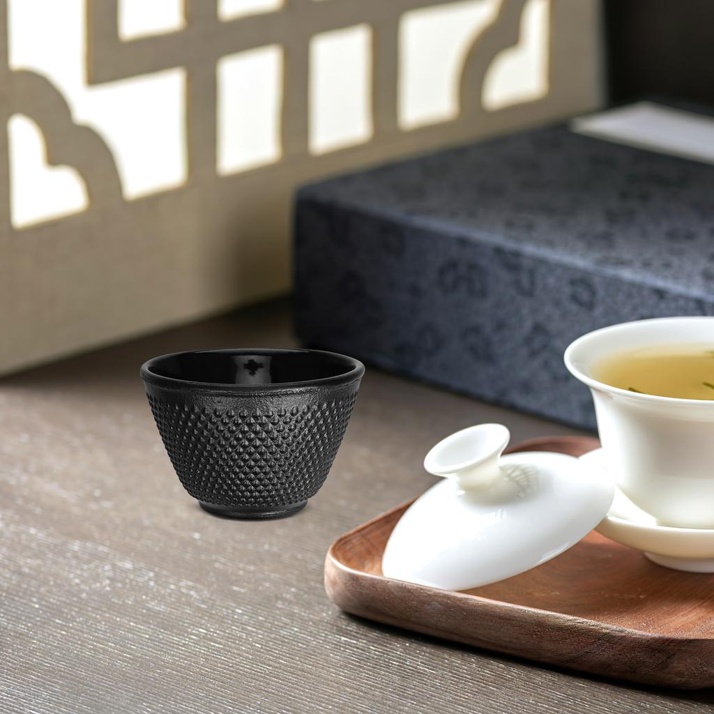 2Pcs Cast Iron Tea Cups 120Ml Japanese Style Kung Fu Tea Mug Heat Retaining Retro Teacup for Home Office Daily Use Cast Iron