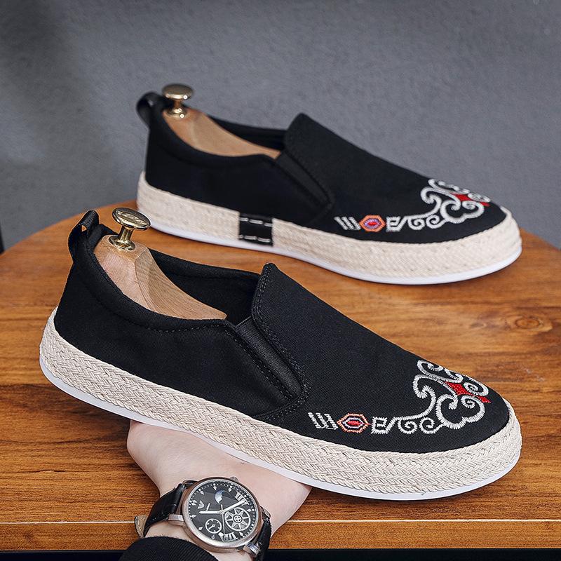 Men Loafers Shoes Summer  Man New Fashion Canvas Footwear Soft Flat Comfy Flock Suede Leather Men Casual Vulcanized Shoe2024