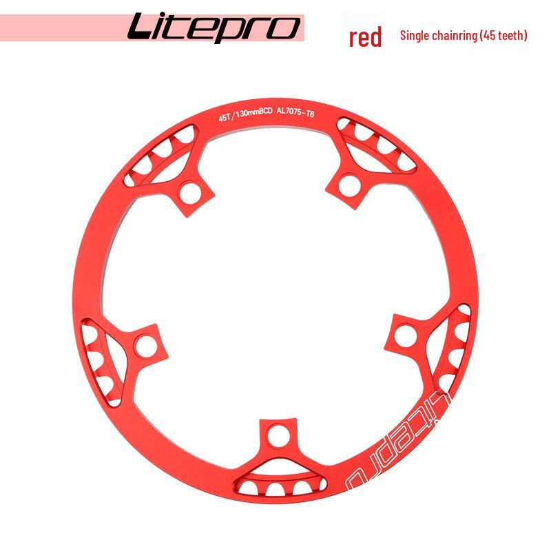 Litepro Folding Bike Crankset with Round Chainrings: 45T, 47T, 53T, 56T, 58T - Square Hole Design