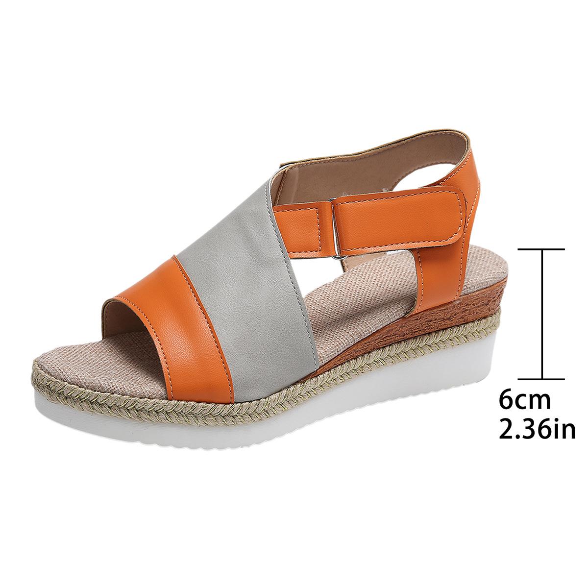 

Босоножки на танкетке большого размера с открытым носком, женские летние новые, с пряжкой, для улицы, цветные, на плоской подошве, на толстой подошве, пляжные женские сандалии 36 оранжевый