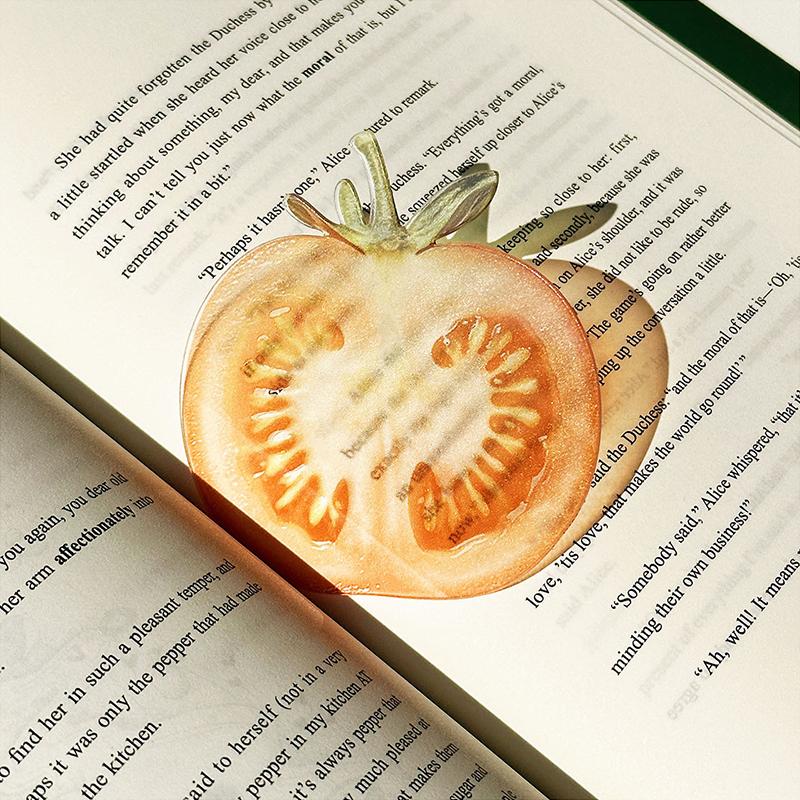 Delicate Transparent Acrylic Apple Bookmark Reading Mark Student Gift Premium Feeling Cute Grape Tomato Bookmarks