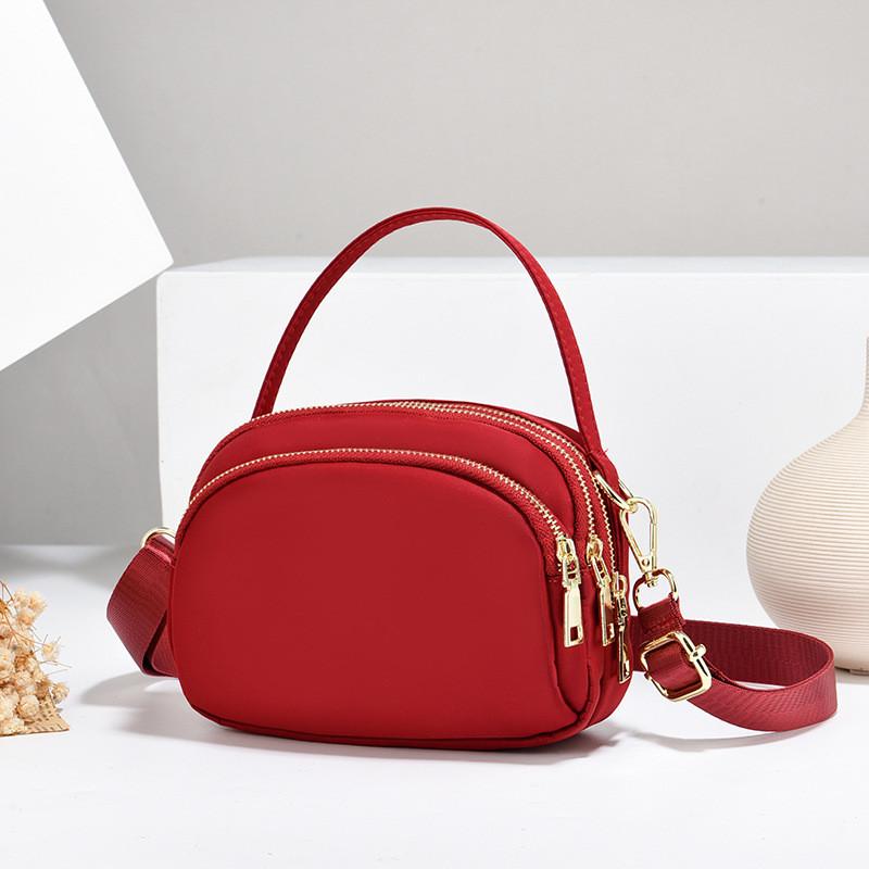 

Stylish Mini Handbag For Women 2024 Fashionable Multi-layered Pu Shoulder Bag Burgundy Oxford