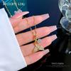 Titanium Steel Fishtail Mermaid Ji Micro-Inlaid Real Gold Necklace Women'S Transfer Beads Collarbone Chain With Jewelry