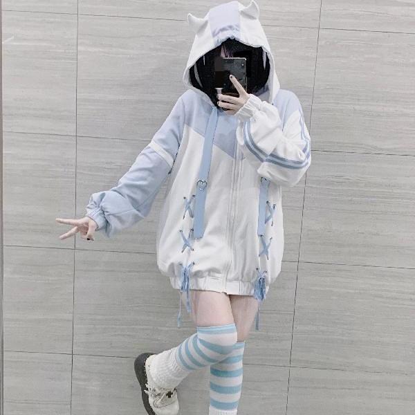 

Пуловер Harajuku Kawaii 90-х Бандажний світшот Y2k Aesthetics Hoodies Women E-girl Goth Streetwear Top XL