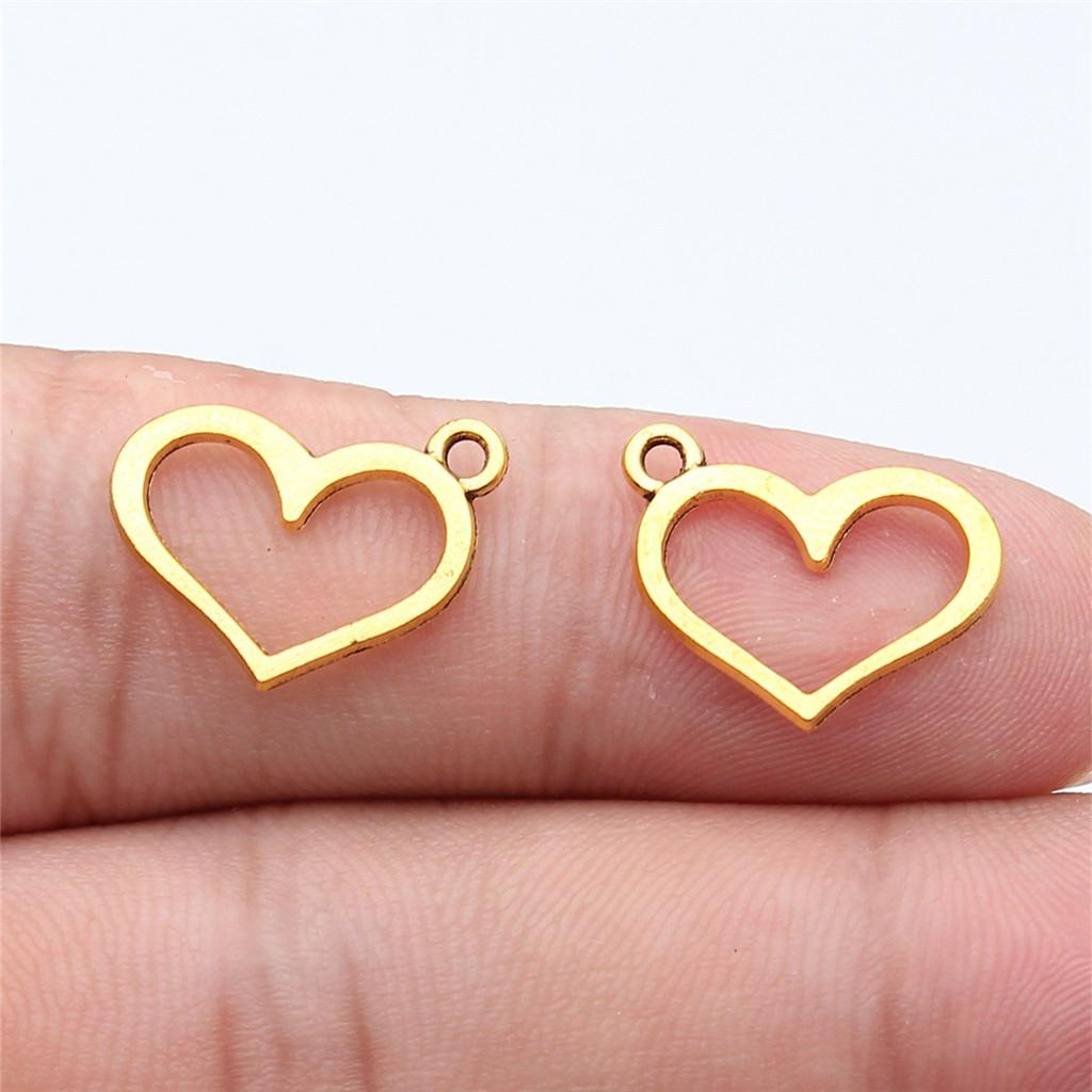 Charms Openwork Heart Pendants Vintage Jewelry Supplies QC068