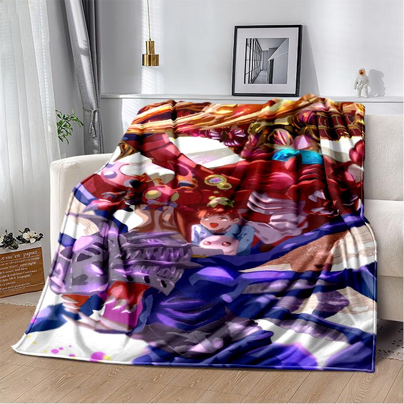 Cartoon Digimon Adventure Monster Soft Plush Blanket,Flannel Blanket Throw Blanket for Living Room Bedroom Bed Sofa Cover Child