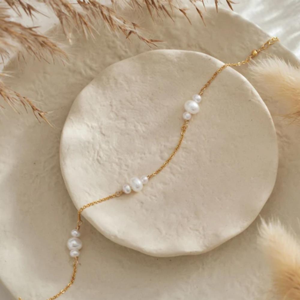 Stainless Steel Pearl Beading Bracelet Stackable Bracelet Fashionable Gold PlatedChain Women Wrist Jewelry Trendy Party Gift