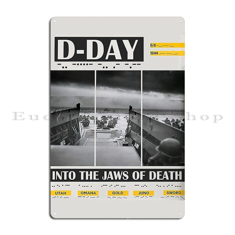 

D Day 1944 Beaches Of Normandy Travel Poster Metal Sign Kitchen Vintage Club Party Wall Decor Character Tin Sign Poster 20x30cm