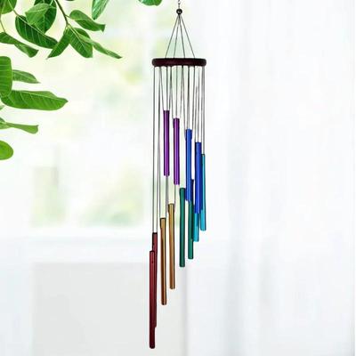 12-Tube Rotating Solid Wood Aluminum Wind Chime