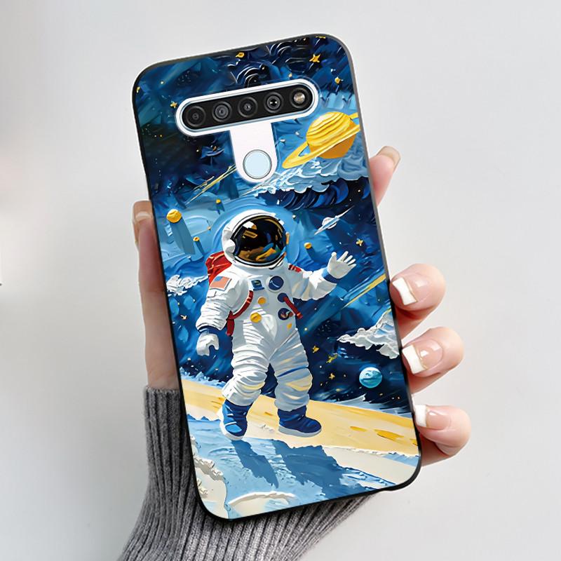 Cute Case For LG Q61 Capa For LG K61 Coque For LG Q70 Fundas Printing Shell Protective Cover Soft Silicone Cartoon Black Casing