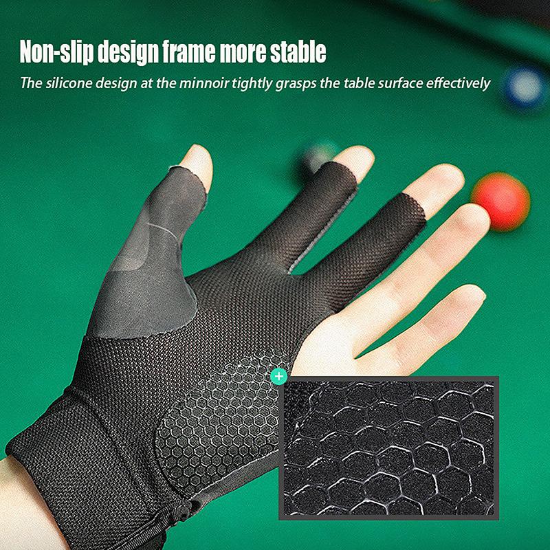 Billiards Glove Left Hand Three Finger Snooker Billiard Glove Non Slip Stickers Elasticity Billiard Training Gloves Accessories