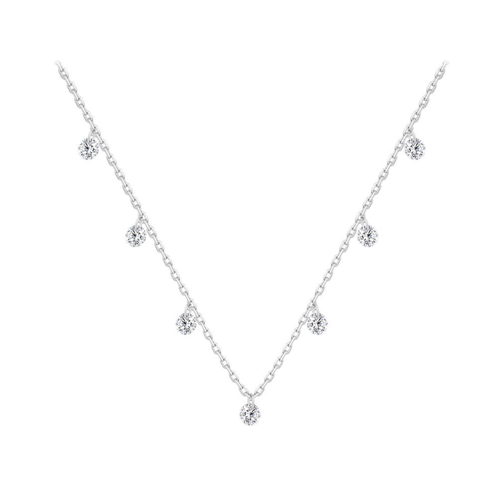 925 Sterling Silver Tassel Zirconia Delicate Necklace for Women Fashionable Temperament Versatile Collarbone Chain Jewelry