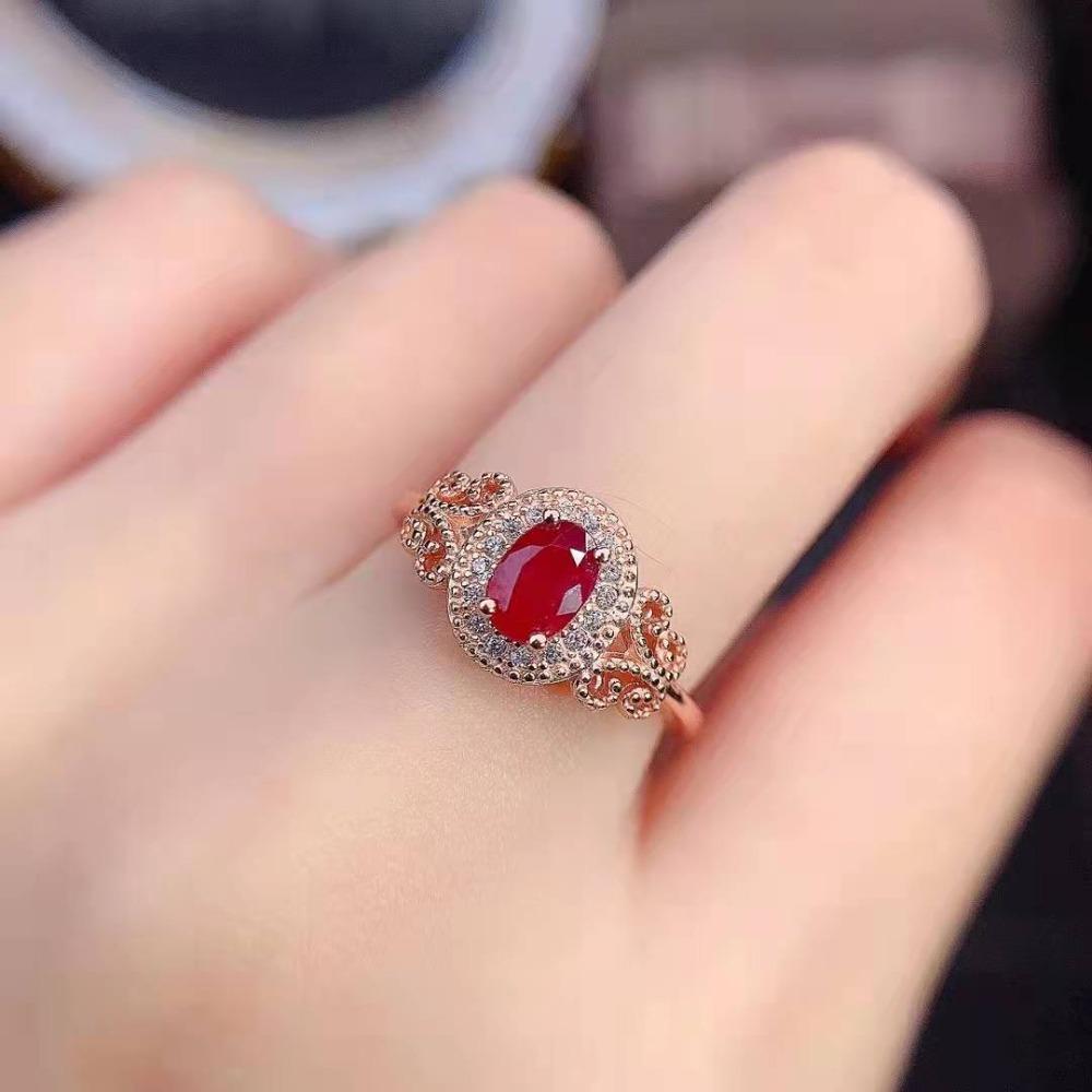 Open Ring 18k Rose Gold Plated Garnet Ring Simple Simulated Pigeon Blood Ruby Adjustable Jewelry adjustable